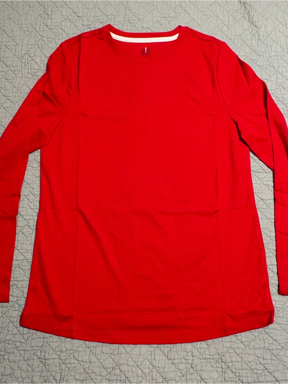 Isaac Mizrahi Live Essentials Pima Cotton Long Sleeve Shirt Crew Neck - Red XS